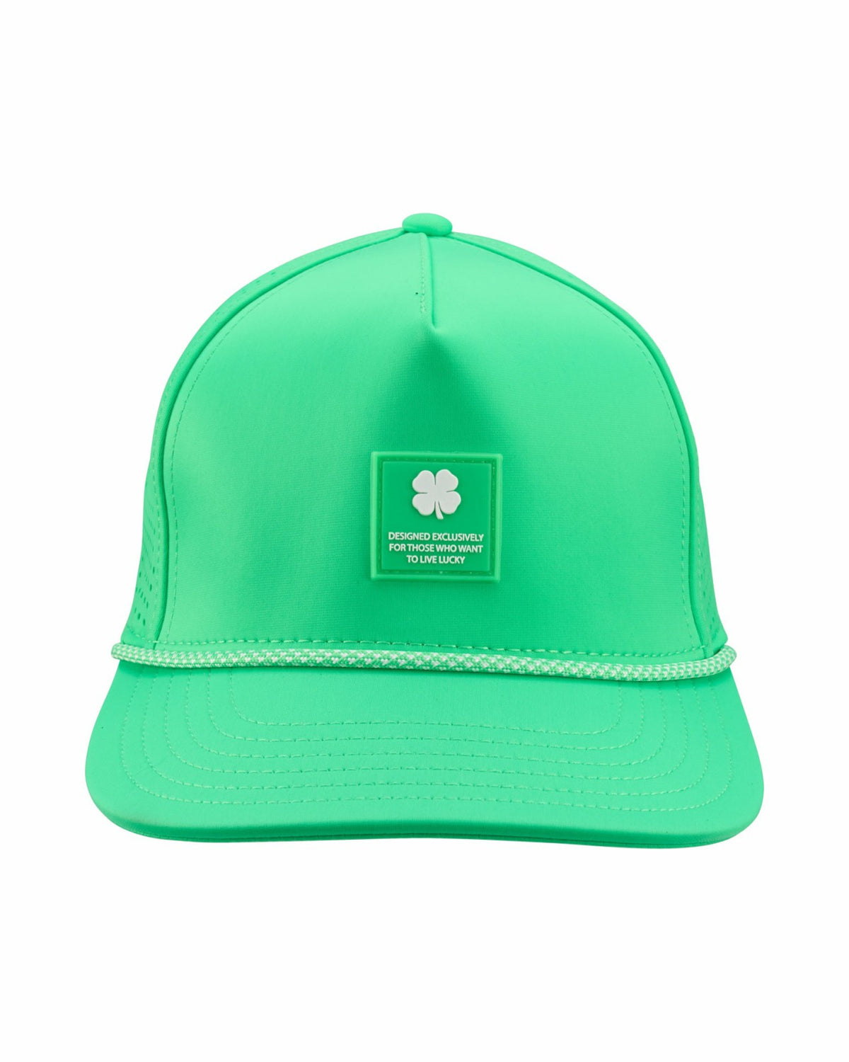Black Clover Trendy Unisex Green Summer Rope Snapback Hat with Clover Patch
