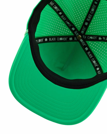 Black Clover Trendy Unisex Green Summer Rope Snapback Hat with Clover Patch