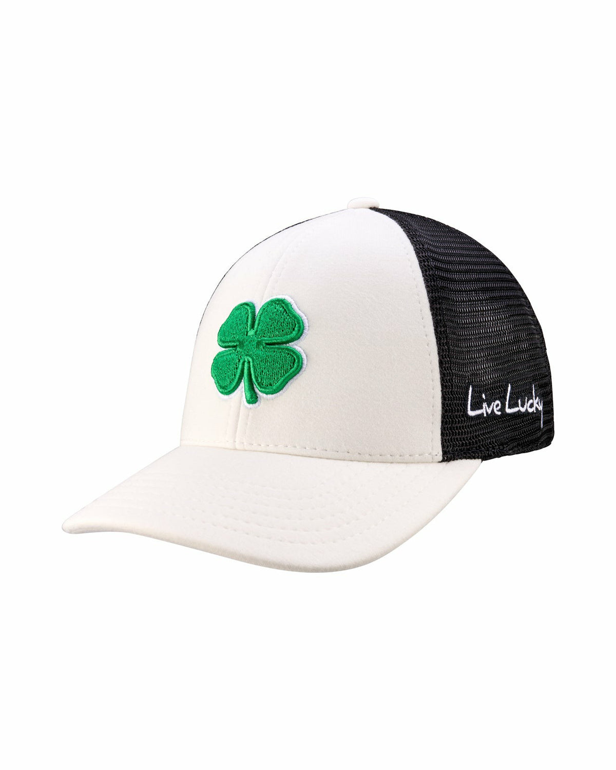 Black Clover White and Green Mesh Golf Hat with St. Patrick's Day Clover