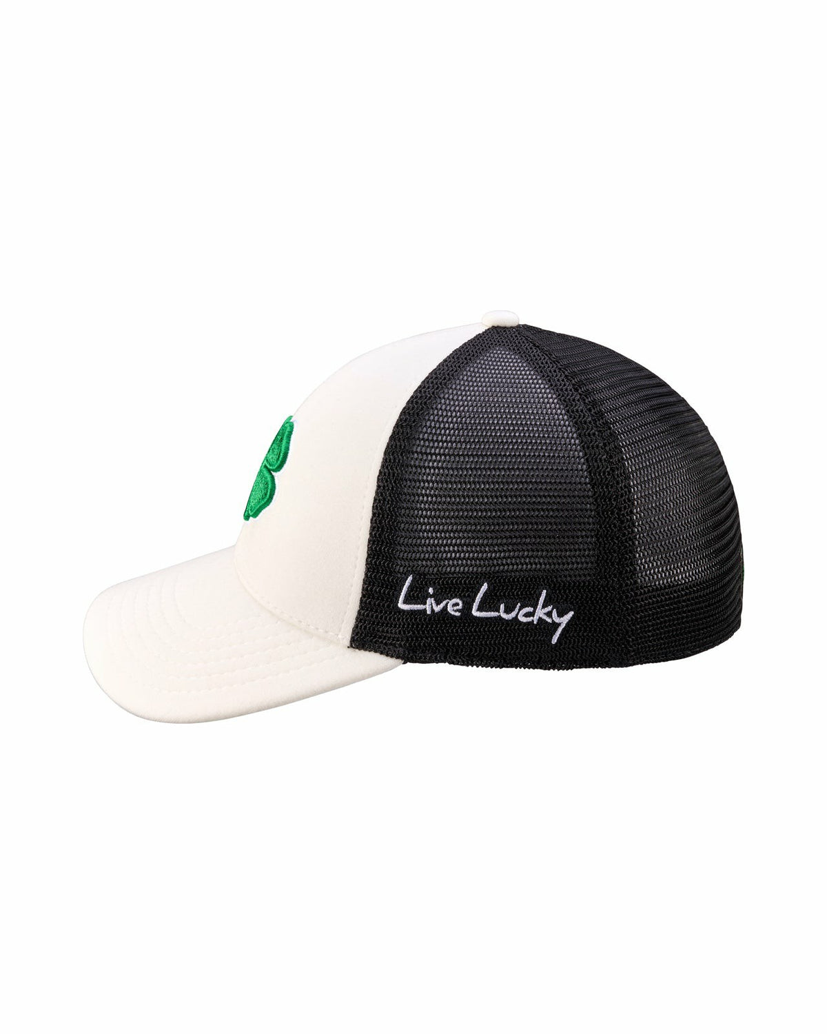 Black Clover White and Green Mesh Golf Hat with St. Patrick's Day Clover