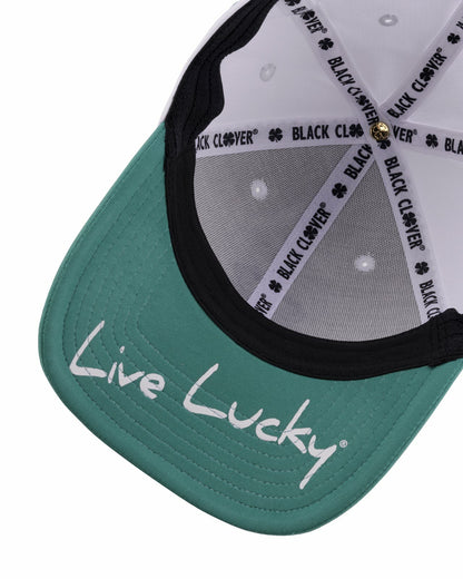 Black Clover White and Green Premium Clover Hat for Golf and Lifestyle