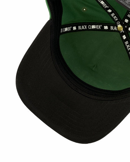 Black Clover Trendy Vintage-Inspired Green Hat with Black Brim
