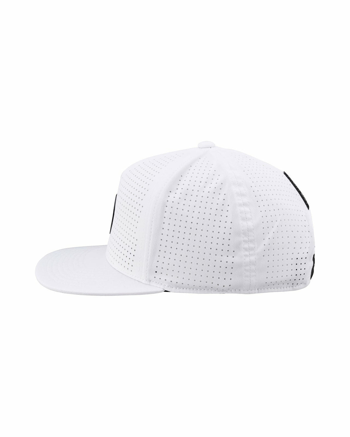 Black Clover White Perforated Flatbrim Hat with Silver Clover