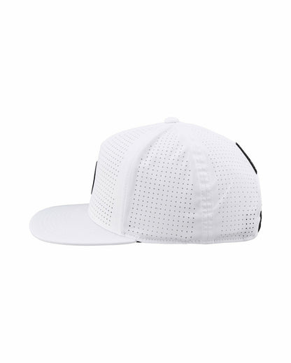 Black Clover White Perforated Flatbrim Hat with Silver Clover