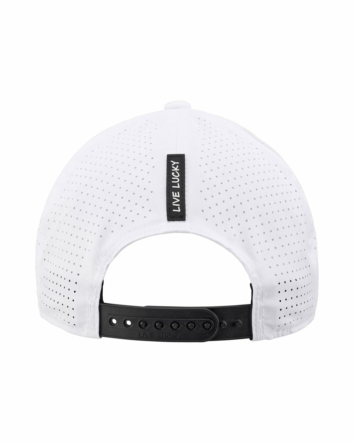 Black Clover White Perforated Flatbrim Hat with Silver Clover
