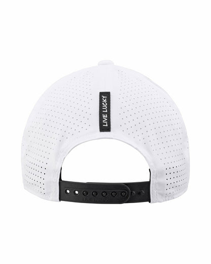 Black Clover White Perforated Flatbrim Hat with Silver Clover