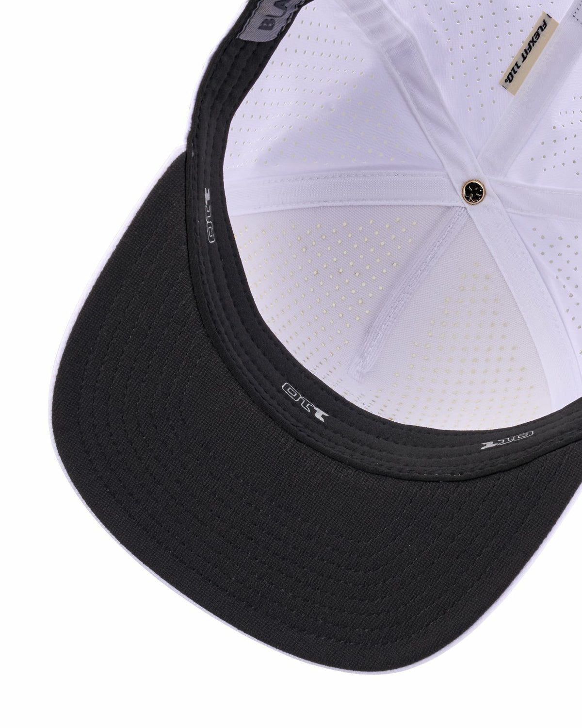 Black Clover White Perforated Flatbrim Hat with Silver Clover
