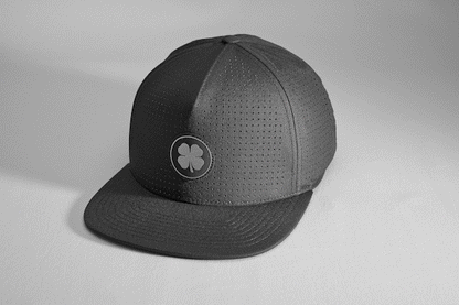 Black Clover Black Perforated Flatbrim Hat with Silver Clover