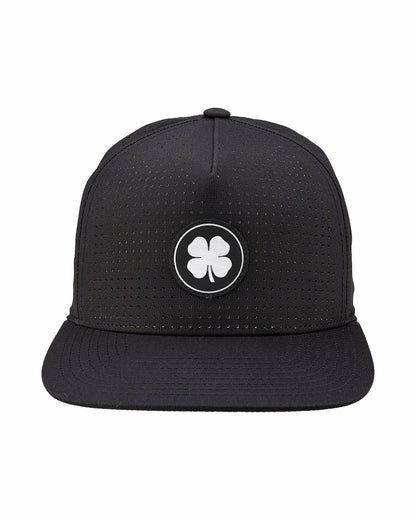 Black Clover Black Perforated Flatbrim Hat with Silver Clover