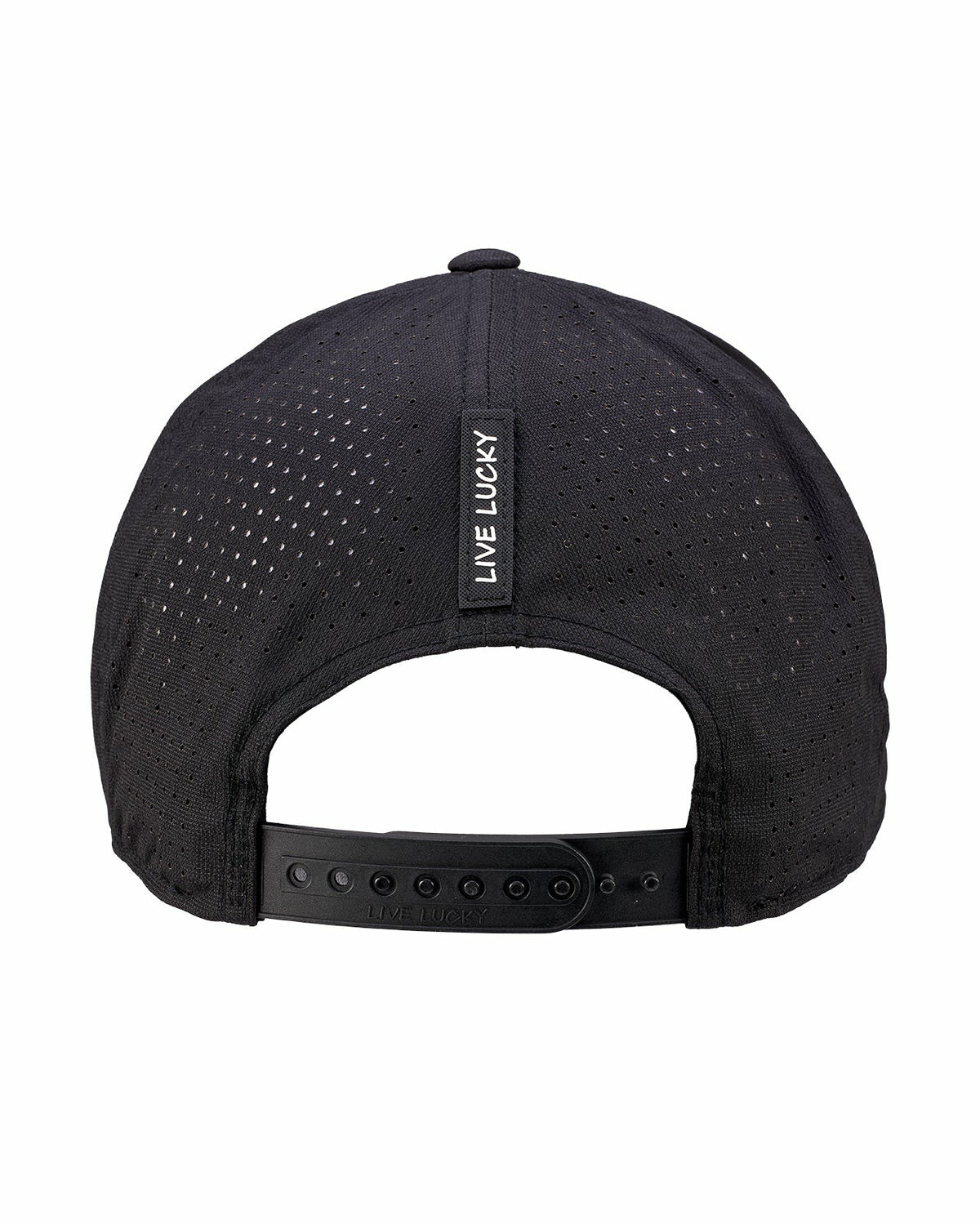Black Clover Black Perforated Flatbrim Hat with Silver Clover
