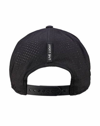 Black Clover Black Perforated Flatbrim Hat with Silver Clover