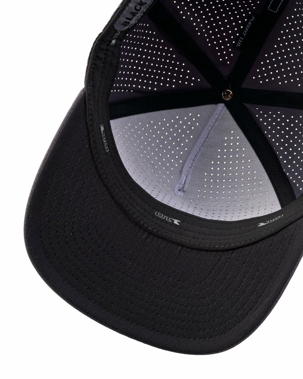 Black Clover Black Perforated Flatbrim Hat with Silver Clover