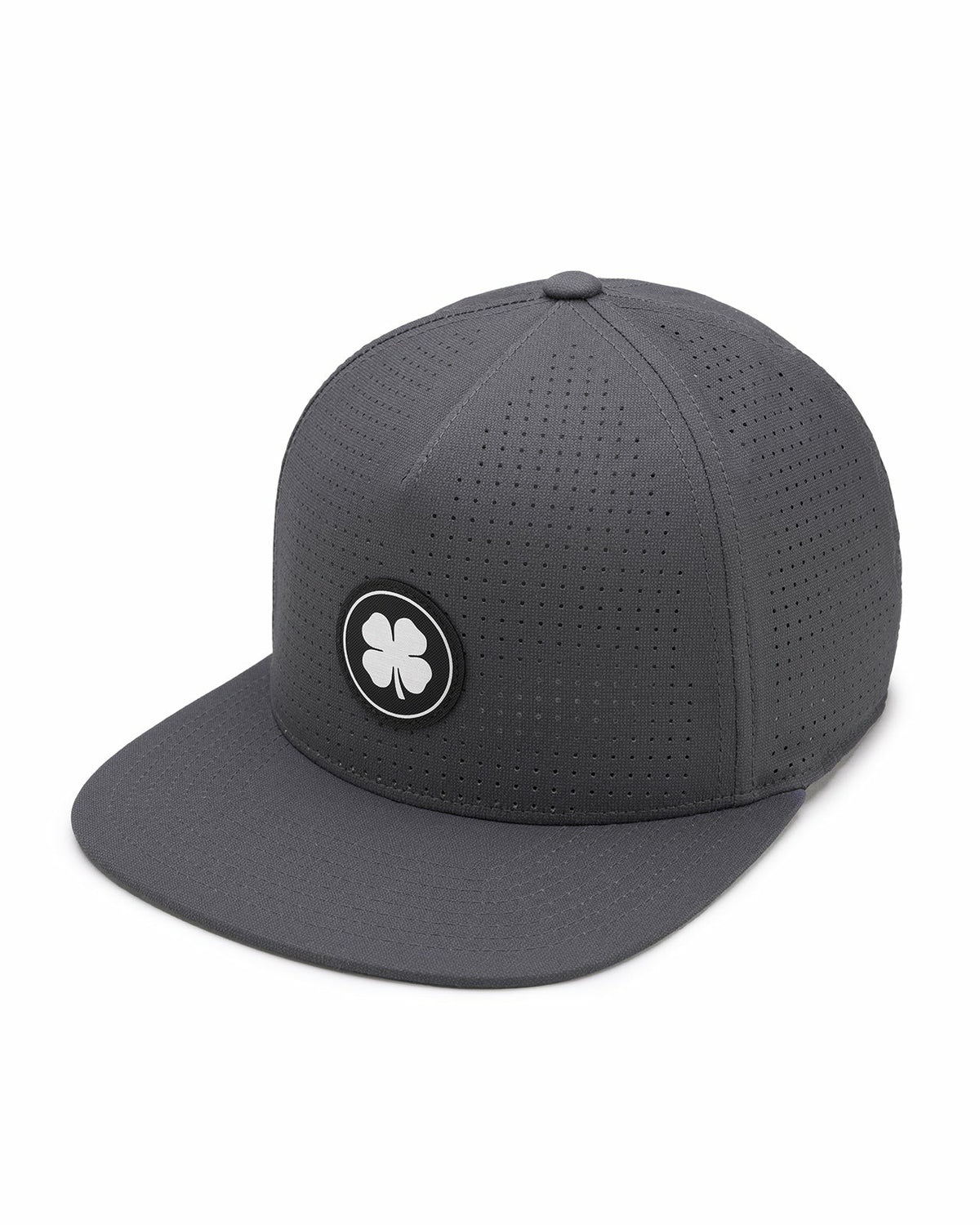 Black Clover Dark Grey Perforated Flatbrim Hat with Silver Clover