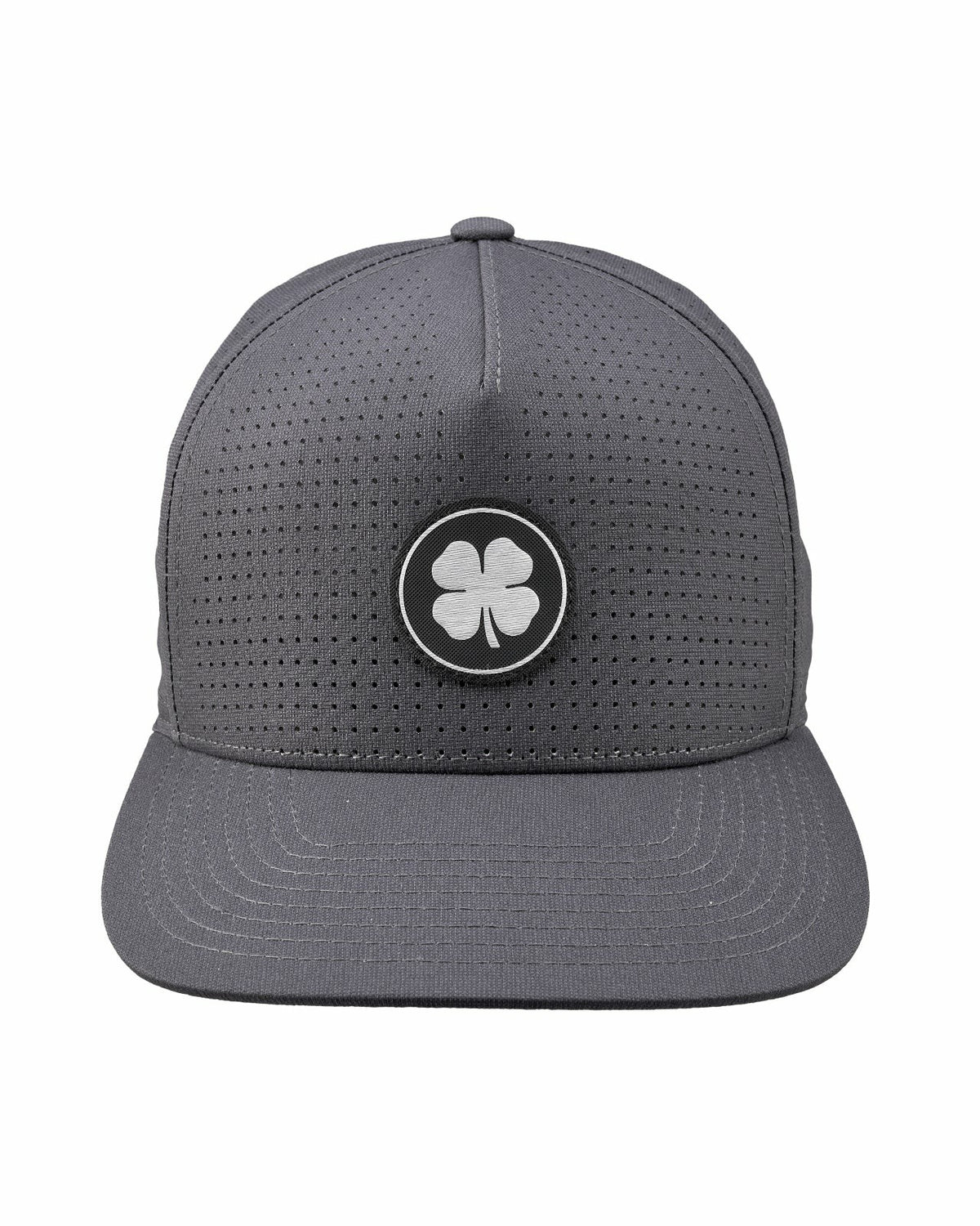 Black Clover Dark Grey Perforated Flatbrim Hat with Silver Clover