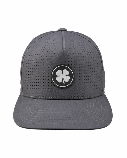 Black Clover Dark Grey Perforated Flatbrim Hat with Silver Clover