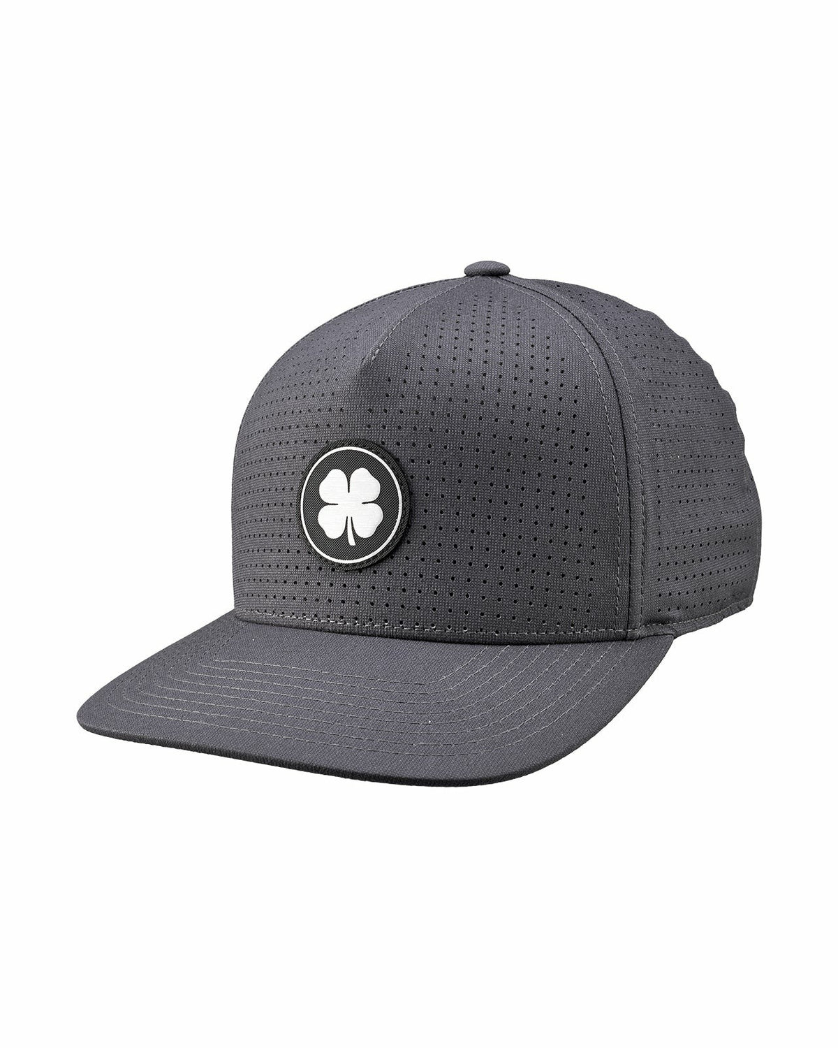 Black Clover Dark Grey Perforated Flatbrim Hat with Silver Clover