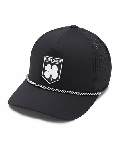 Black Clover Breathable Black Golf Hat with Rope and Patch