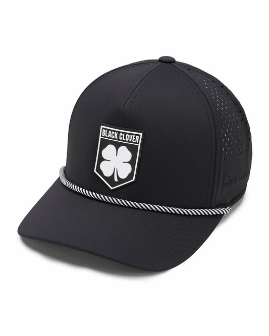 Black Clover Breathable Black Golf Hat with Rope and Patch