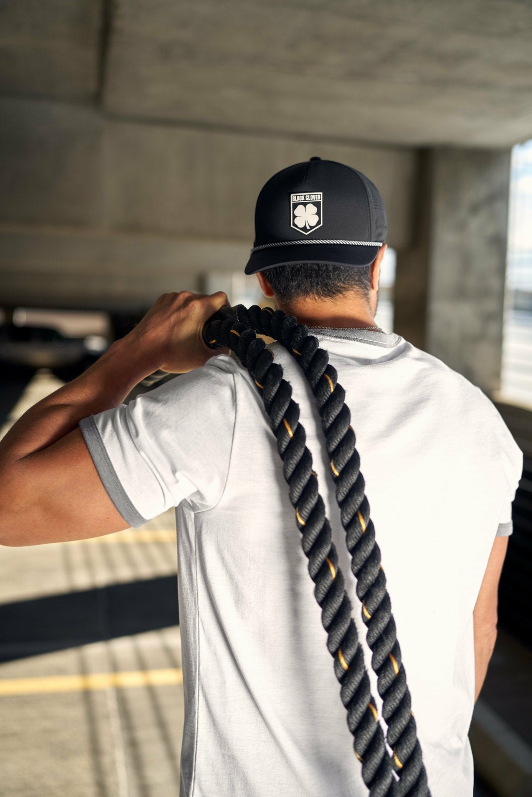 Black Clover Breathable Black Golf Hat with Rope and Patch