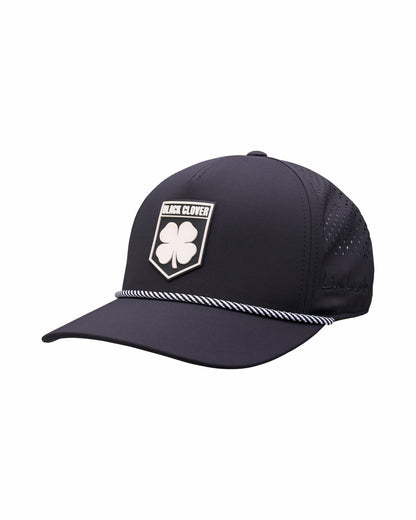 Black Clover Breathable Black Golf Hat with Rope and Patch