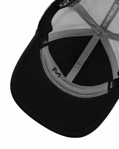 Black Clover Blue and Tan Mesh Golf Hat with Clover Icon