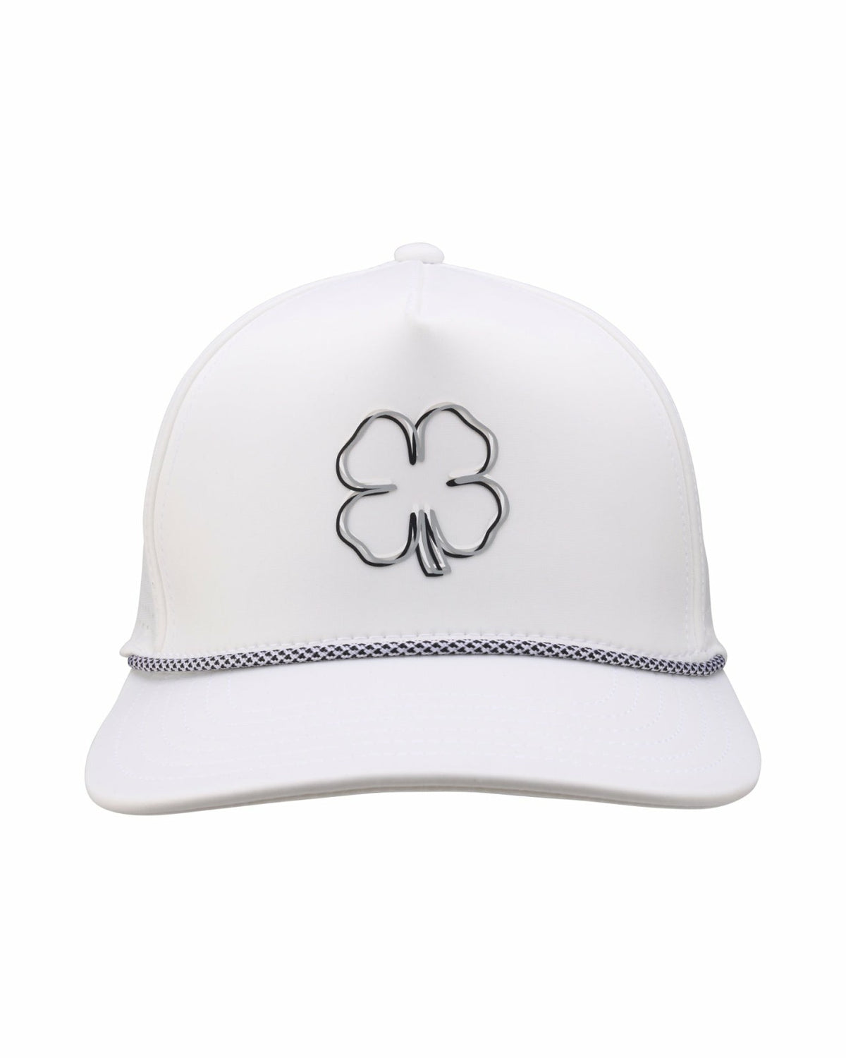 Black Clover Perforated White Golf Hat with Chrome Clover and Rope