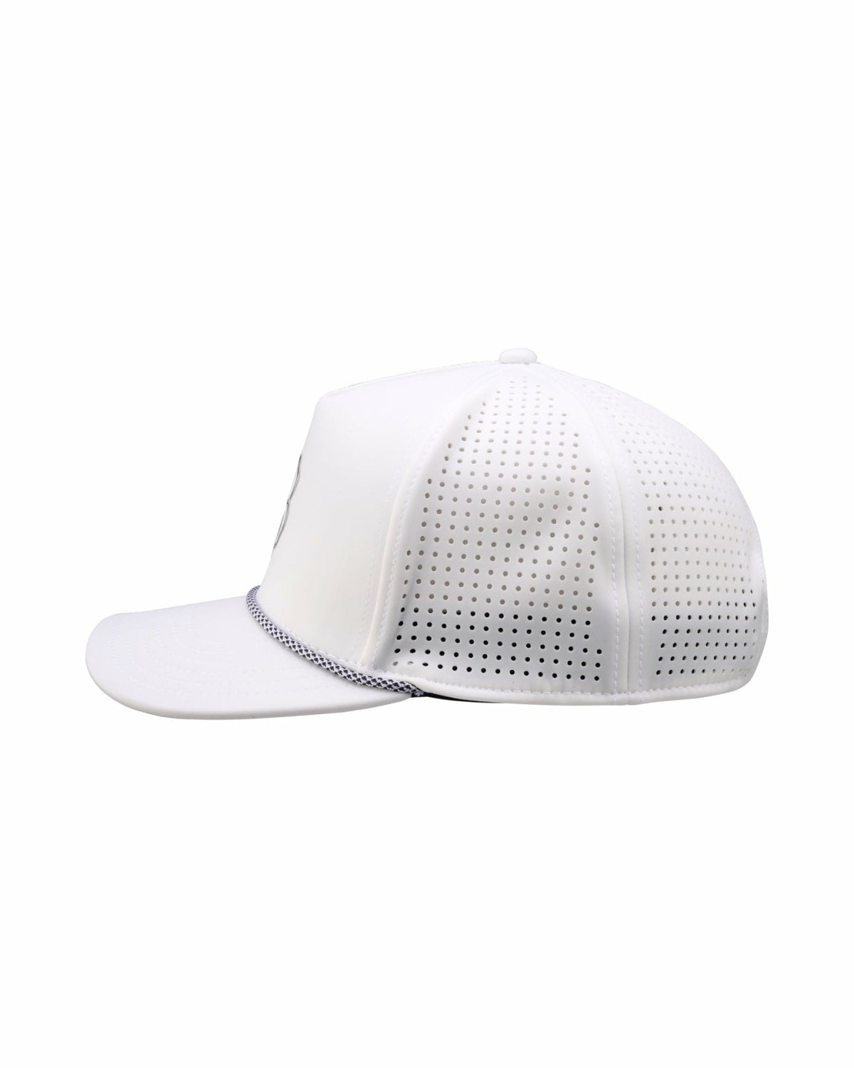 Black Clover Perforated White Golf Hat with Chrome Clover and Rope