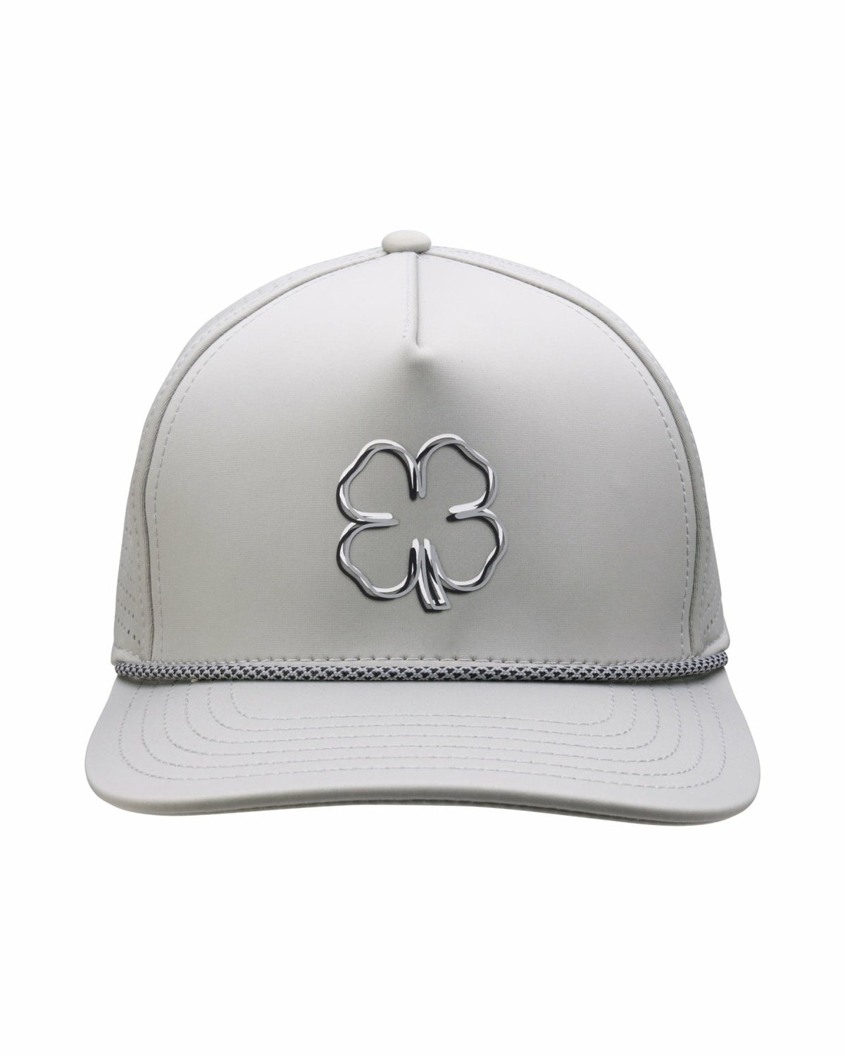 Black Clover Perforated Grey Golf Hat with Chrome Clover and Rope