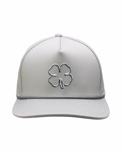 Black Clover Perforated Grey Golf Hat with Chrome Clover and Rope