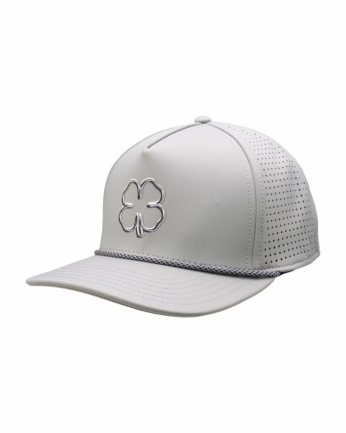 Black Clover Perforated Grey Golf Hat with Chrome Clover and Rope