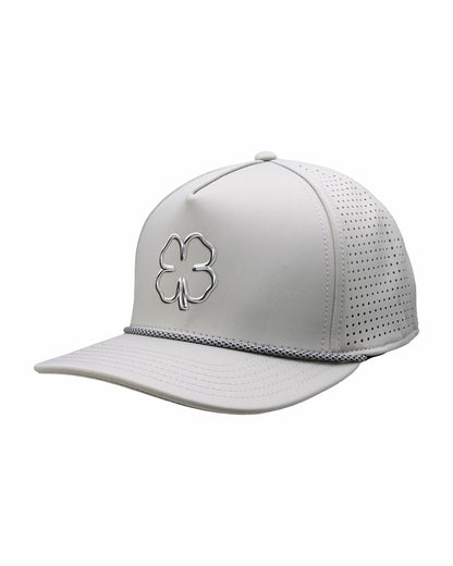 Black Clover Perforated Grey Golf Hat with Chrome Clover and Rope