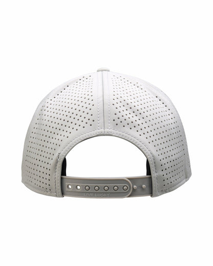 Black Clover Perforated Grey Golf Hat with Chrome Clover and Rope
