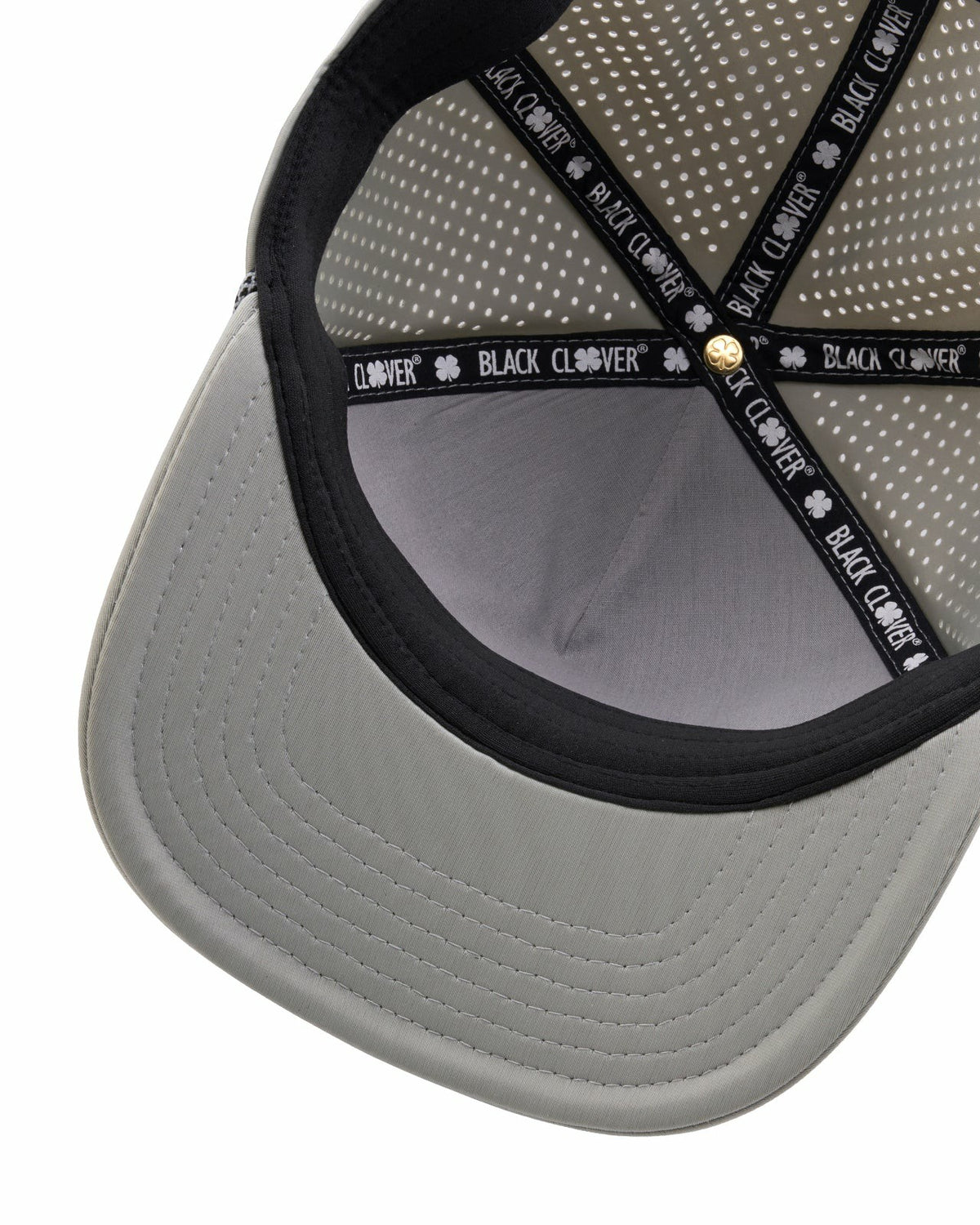 Black Clover Perforated Grey Golf Hat with Chrome Clover and Rope