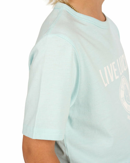 Black Clover Super Soft Kid's Mint Green Graphic Tee with Live Lucky logo