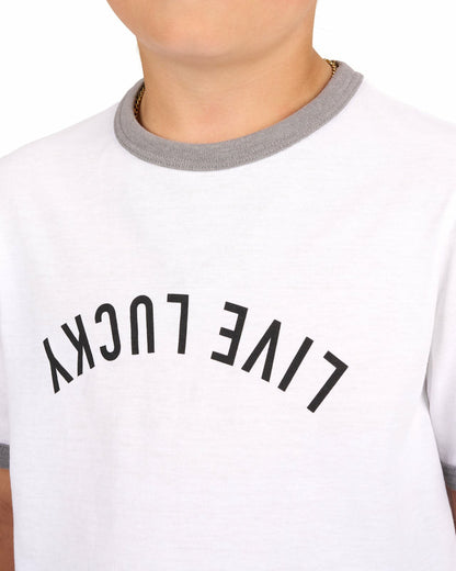 Black Clover Super Soft Kids' White Graphic Tee for Golf or Play