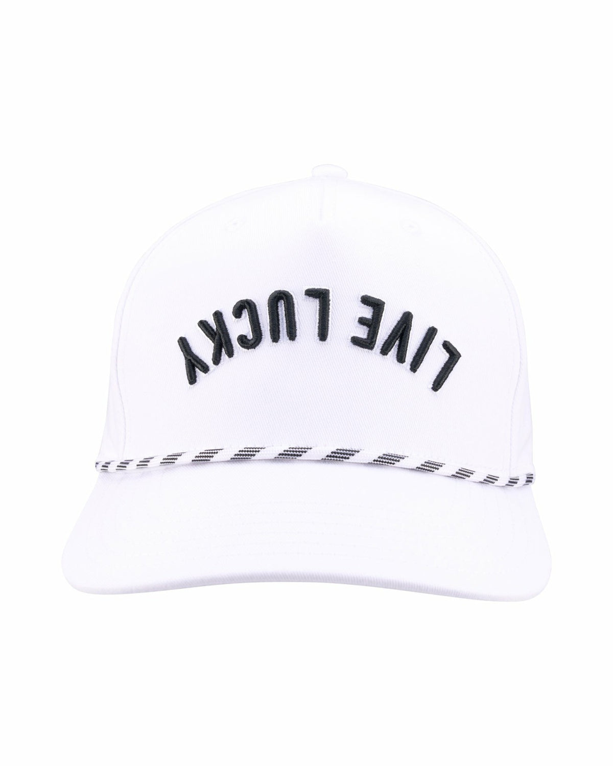 Black Clover Trendy Vintage-Inspired White Hat with Rope Brim