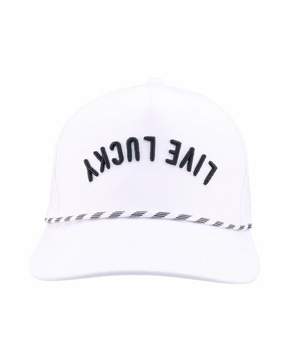 Black Clover Trendy Vintage-Inspired White Hat with Rope Brim