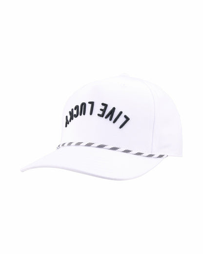 Black Clover Trendy Vintage-Inspired White Hat with Rope Brim