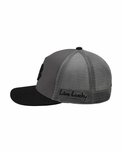 Black Clover Dark Grey Adjustable Hat with Mesh Back and Black Embroidered Clover