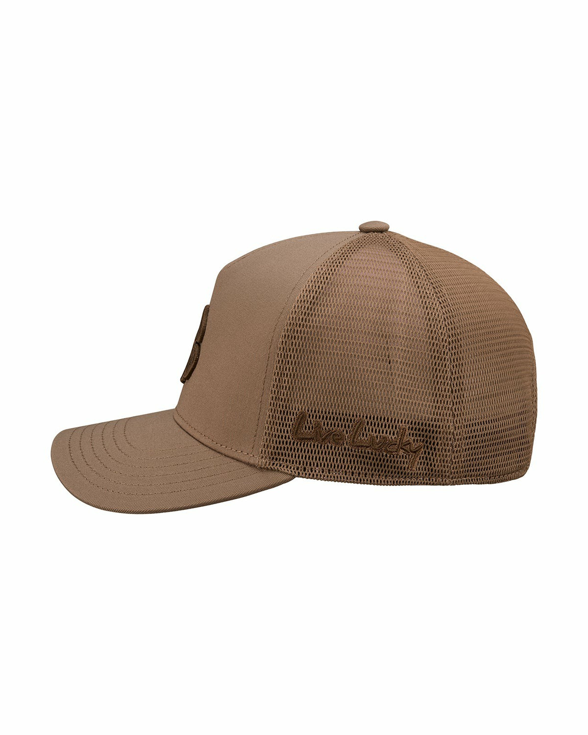Black Clover Brown Adjustable Hat with Mesh Back and Embroidered Clover