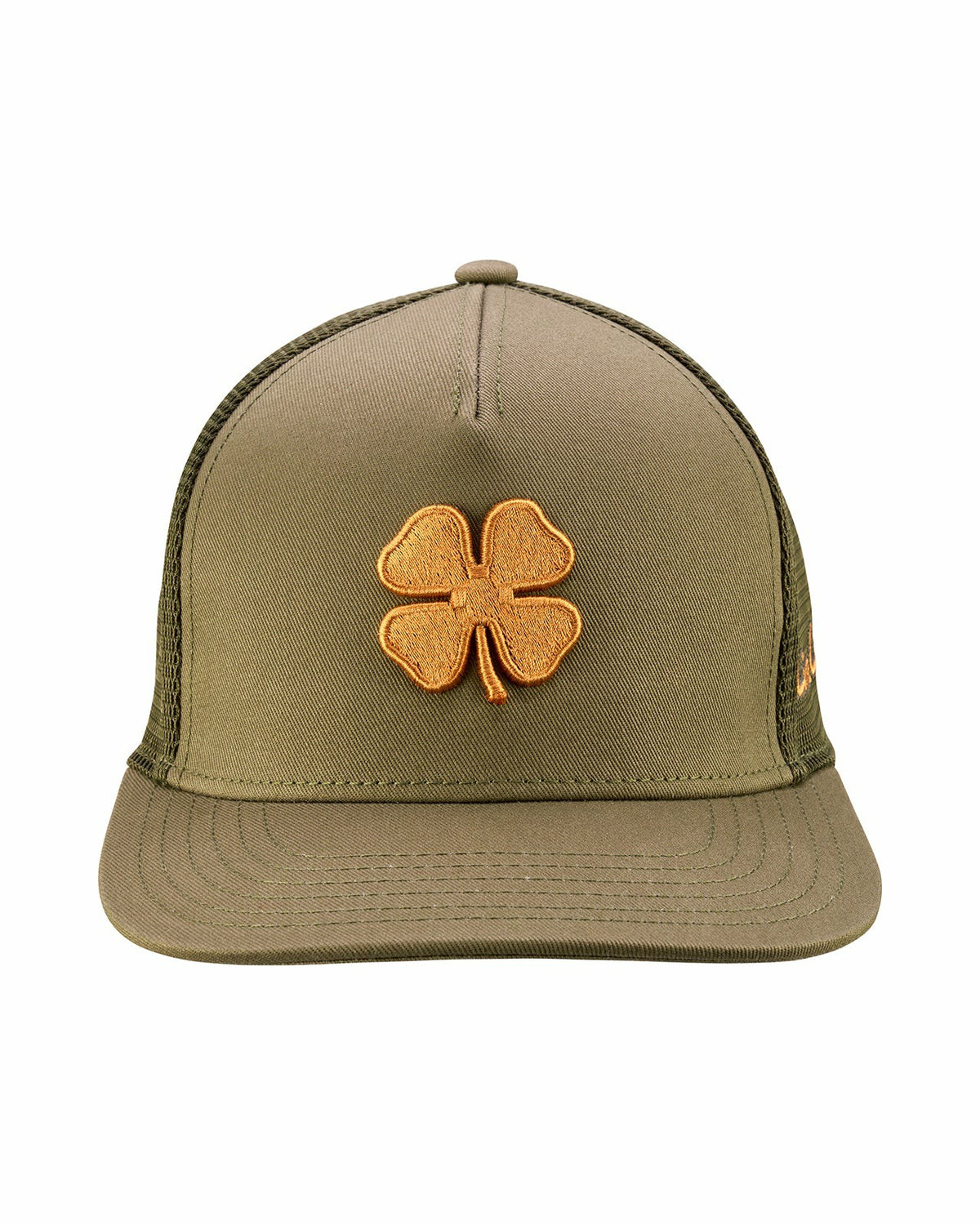 Black Clover Dark Green Adjustable Hat with Breathable Mesh Back and Brown Embroidered Clover
