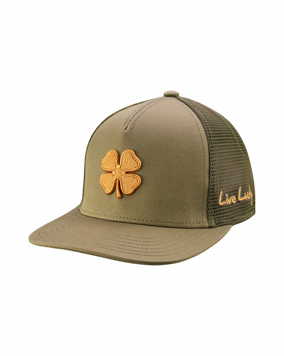 Black Clover Dark Green Adjustable Hat with Breathable Mesh Back and Brown Embroidered Clover