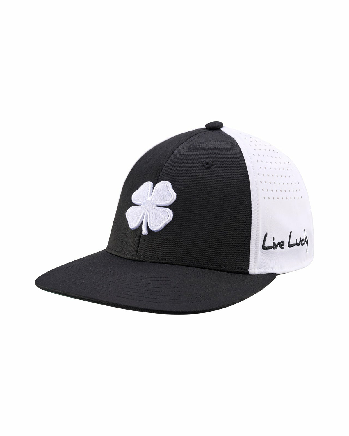Black Clover Black and White Perforated Golf Hat with Clover