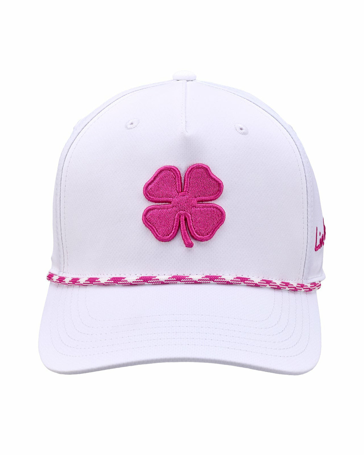 Black Clover Unisex White Summer Rope Snapback Hat with Pink Clover Logo