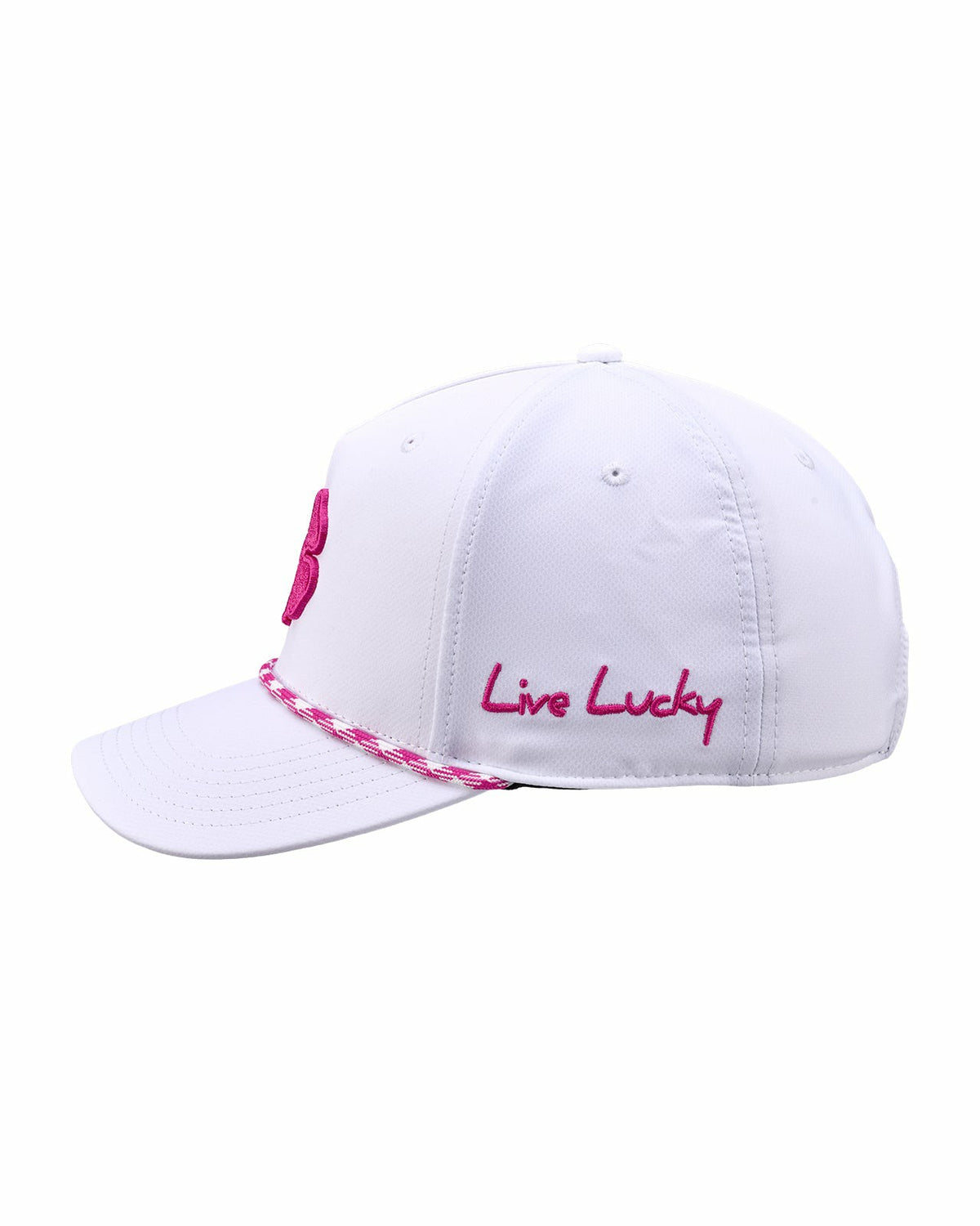 Black Clover Unisex White Summer Rope Snapback Hat with Pink Clover Logo