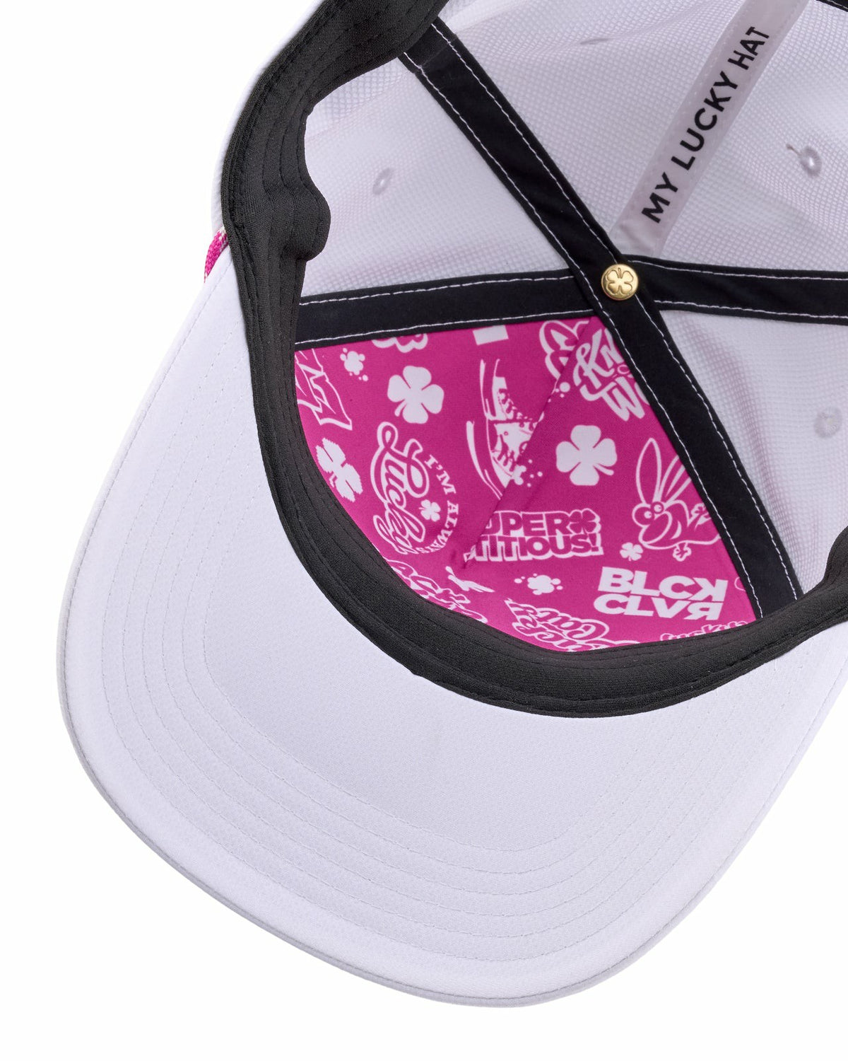 Black Clover Unisex White Summer Rope Snapback Hat with Pink Clover Logo