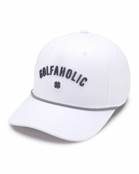 Black Clover Vintage White Golf Snapback Hat with Clover Logo