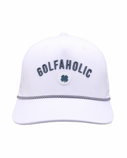 Black Clover Vintage White Golf Snapback Hat with Clover Logo