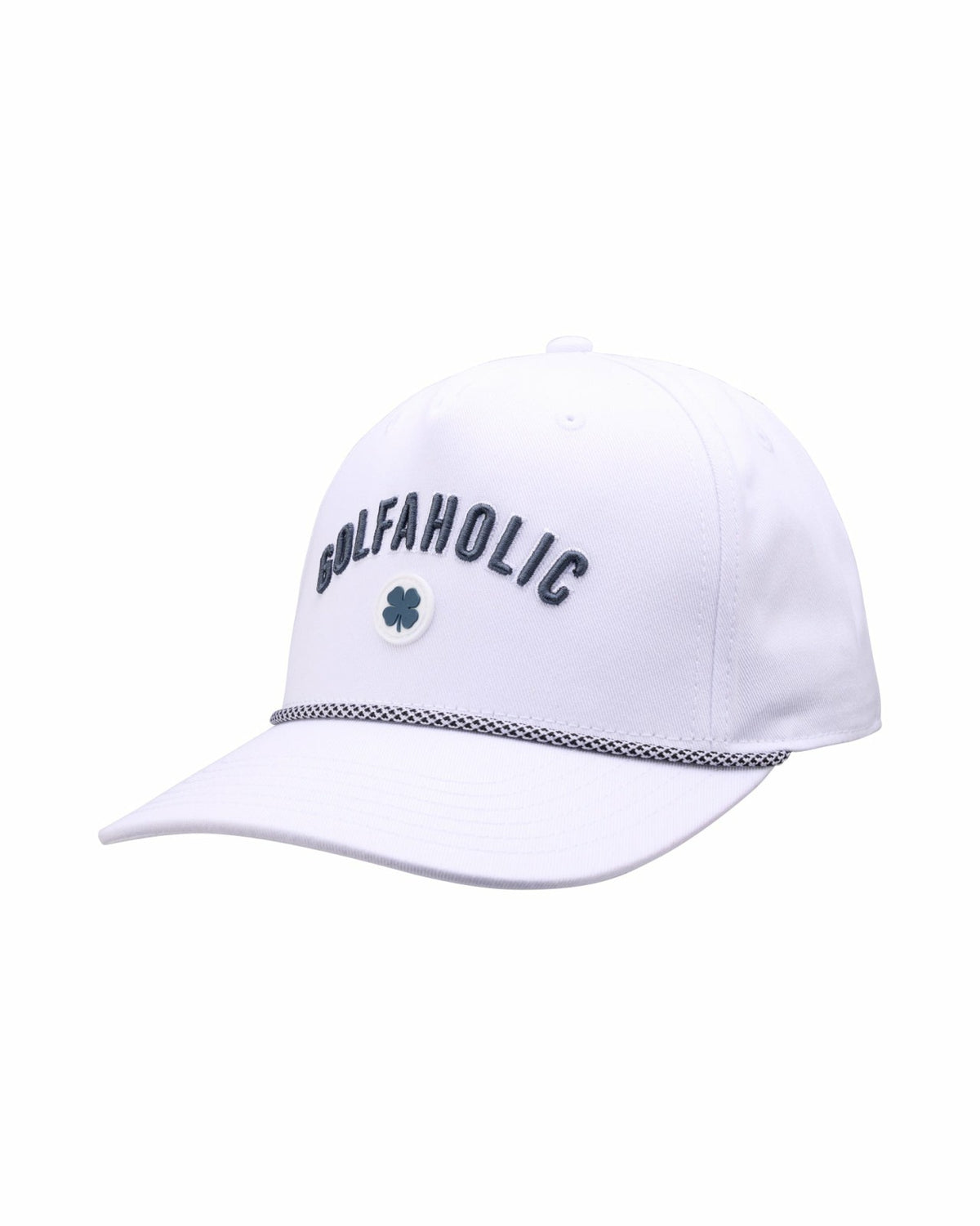 Black Clover Vintage White Golf Snapback Hat with Clover Logo