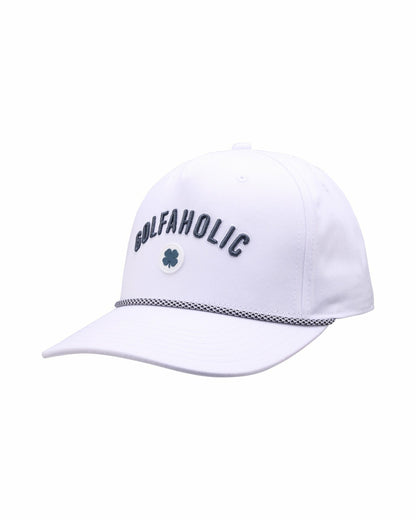 Black Clover Vintage White Golf Snapback Hat with Clover Logo